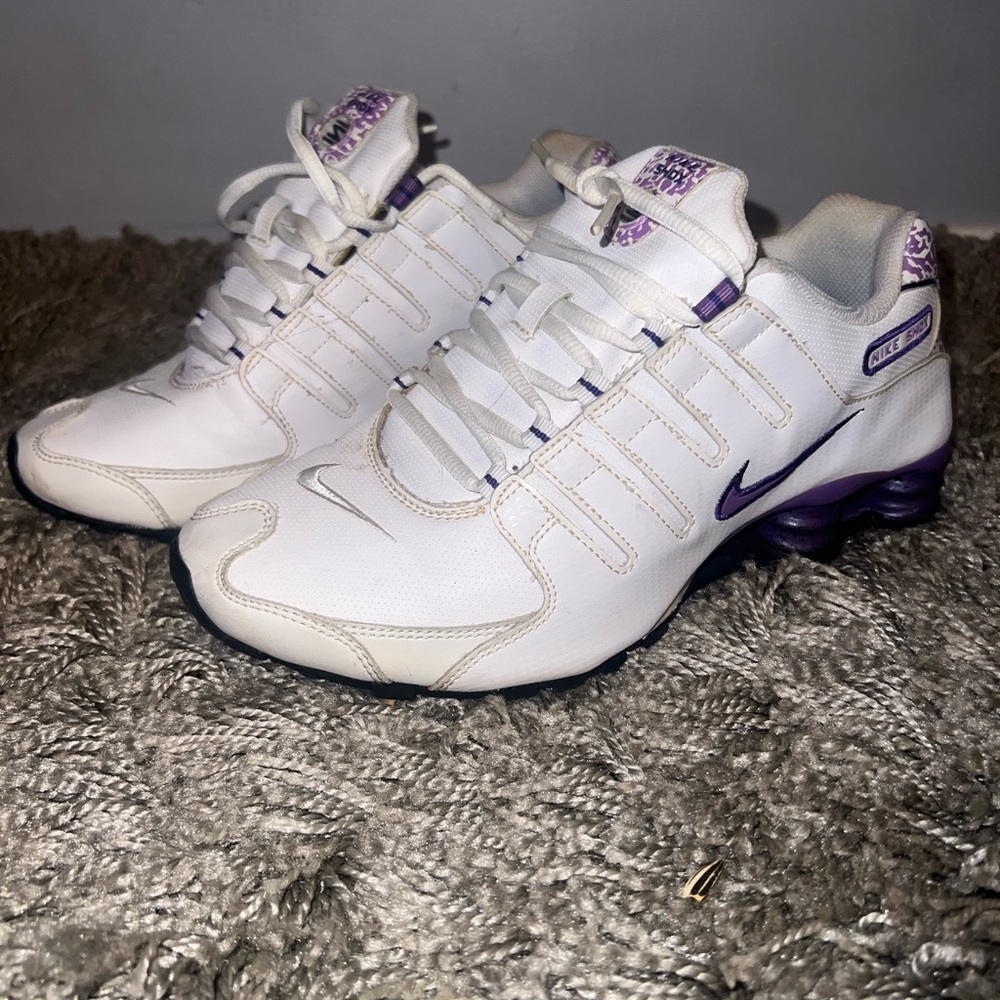 Nike Women's White and Purple Shox Sneakers
